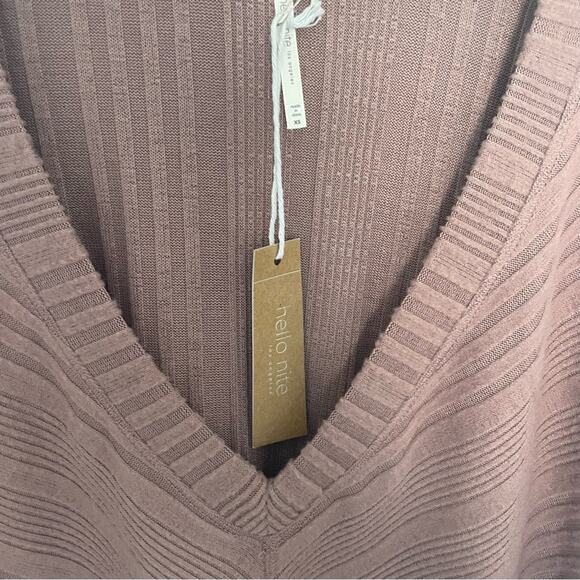 Textured Oversized Long Sleeve Knit Top Powder Blush Loungewear NWT - Picture 3 of 7